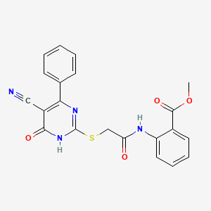 molecular formula C21H16N4O4S B11359032 Methyl 2-{2-[(5-cyano-6-oxo-4-phenyl-1,6-dihydropyrimidin-2-YL)sulfanyl]acetamido}benzoate 