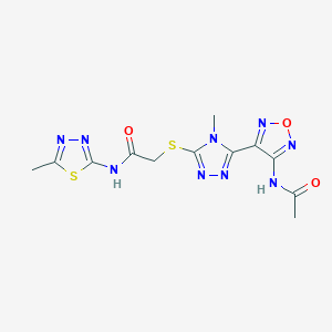 2-({5-[4-(acetylamino)-1,2,5-oxadiazol-3-yl]-4-methyl-4H-1,2,4-triazol-3-yl}sulfanyl)-N-(5-methyl-1,3,4-thiadiazol-2-yl)acetamide