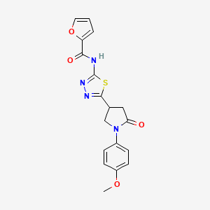 molecular formula C18H16N4O4S B11359071 N-{5-[1-(4-methoxyphenyl)-5-oxopyrrolidin-3-yl]-1,3,4-thiadiazol-2-yl}furan-2-carboxamide 