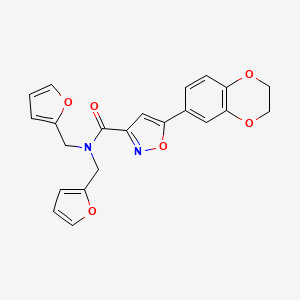 5-(2,3-dihydro-1,4-benzodioxin-6-yl)-N,N-bis(furan-2-ylmethyl)-1,2-oxazole-3-carboxamide