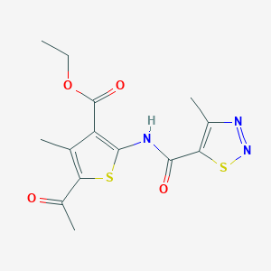 Ethyl 5-acetyl-4-methyl-2-{[(4-methyl-1,2,3-thiadiazol-5-yl)carbonyl]amino}thiophene-3-carboxylate