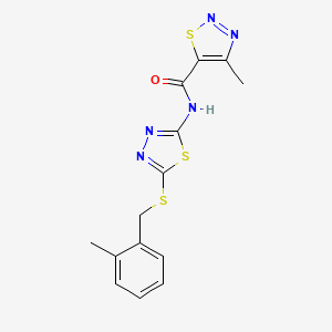 4-methyl-N-(5-{[(2-methylphenyl)methyl]sulfanyl}-1,3,4-thiadiazol-2-yl)-1,2,3-thiadiazole-5-carboxamide