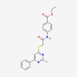 Ethyl 4-(2-((2-methyl-6-phenylpyrimidin-4-yl)thio)acetamido)benzoate