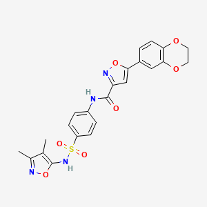 molecular formula C23H20N4O7S B11359256 5-(2,3-dihydro-1,4-benzodioxin-6-yl)-N-{4-[(3,4-dimethyl-1,2-oxazol-5-yl)sulfamoyl]phenyl}-1,2-oxazole-3-carboxamide 