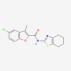 molecular formula C17H15ClN2O2S B11359266 5-chloro-3-methyl-N-(4,5,6,7-tetrahydro-1,3-benzothiazol-2-yl)-1-benzofuran-2-carboxamide 