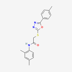 molecular formula C19H19N3O2S B11359272 N-(2,4-dimethylphenyl)-2-{[5-(4-methylphenyl)-1,3,4-oxadiazol-2-yl]sulfanyl}acetamide 