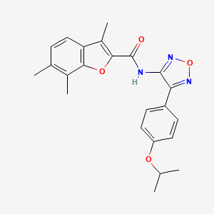 molecular formula C23H23N3O4 B11359274 3,6,7-trimethyl-N-{4-[4-(propan-2-yloxy)phenyl]-1,2,5-oxadiazol-3-yl}-1-benzofuran-2-carboxamide 