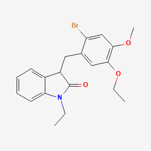 molecular formula C20H22BrNO3 B11359275 3-(2-bromo-5-ethoxy-4-methoxybenzyl)-1-ethyl-1,3-dihydro-2H-indol-2-one 