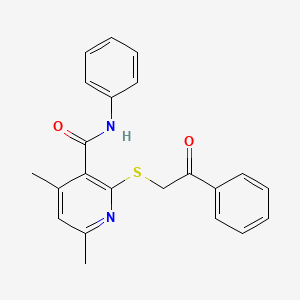 4,6-dimethyl-2-[(2-oxo-2-phenylethyl)sulfanyl]-N-phenylpyridine-3-carboxamide