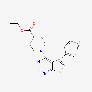 molecular formula C21H23N3O2S B11359300 Ethyl 1-[5-(4-methylphenyl)thieno[2,3-d]pyrimidin-4-yl]piperidine-4-carboxylate 