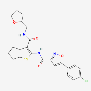 5-(4-chlorophenyl)-N-{3-[(tetrahydrofuran-2-ylmethyl)carbamoyl]-5,6-dihydro-4H-cyclopenta[b]thiophen-2-yl}-1,2-oxazole-3-carboxamide