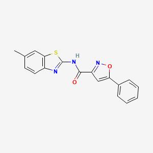 molecular formula C18H13N3O2S B11359321 N-(6-methyl-1,3-benzothiazol-2-yl)-5-phenyl-1,2-oxazole-3-carboxamide 