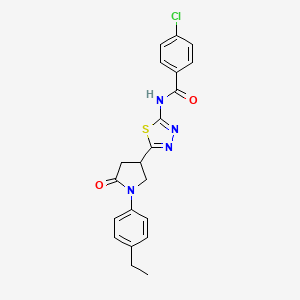 4-chloro-N-{5-[1-(4-ethylphenyl)-5-oxopyrrolidin-3-yl]-1,3,4-thiadiazol-2-yl}benzamide