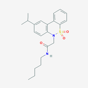 molecular formula C22H28N2O3S B11359343 2-(9-isopropyl-5,5-dioxido-6H-dibenzo[c,e][1,2]thiazin-6-yl)-N-pentylacetamide 