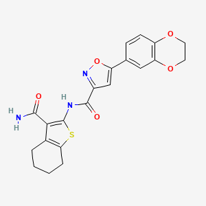 N-(3-carbamoyl-4,5,6,7-tetrahydro-1-benzothiophen-2-yl)-5-(2,3-dihydro-1,4-benzodioxin-6-yl)-1,2-oxazole-3-carboxamide