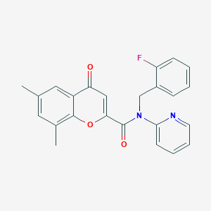 molecular formula C24H19FN2O3 B11359442 N-(2-fluorobenzyl)-6,8-dimethyl-4-oxo-N-(pyridin-2-yl)-4H-chromene-2-carboxamide 