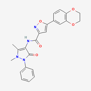 molecular formula C23H20N4O5 B11359445 5-(2,3-dihydro-1,4-benzodioxin-6-yl)-N-(1,5-dimethyl-3-oxo-2-phenyl-2,3-dihydro-1H-pyrazol-4-yl)-1,2-oxazole-3-carboxamide 