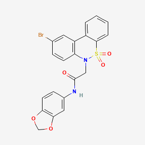 molecular formula C21H15BrN2O5S B11359502 N-(1,3-benzodioxol-5-yl)-2-(9-bromo-5,5-dioxido-6H-dibenzo[c,e][1,2]thiazin-6-yl)acetamide 