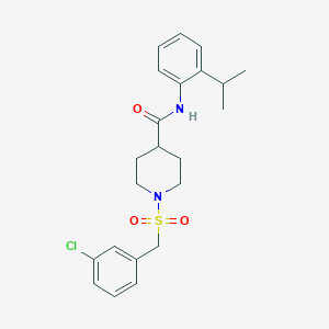 molecular formula C22H27ClN2O3S B11359508 1-[(3-chlorobenzyl)sulfonyl]-N-[2-(propan-2-yl)phenyl]piperidine-4-carboxamide 