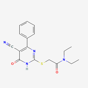 molecular formula C17H18N4O2S B11359559 2-[(5-Cyano-6-oxo-4-phenyl-1,6-dihydropyrimidin-2-YL)sulfanyl]-N,N-diethylacetamide 