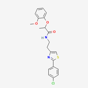 molecular formula C21H21ClN2O3S B11359563 N-{2-[2-(4-chlorophenyl)-1,3-thiazol-4-yl]ethyl}-2-(2-methoxyphenoxy)propanamide 