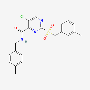 molecular formula C21H20ClN3O3S B11359589 5-chloro-N-(4-methylbenzyl)-2-[(3-methylbenzyl)sulfonyl]pyrimidine-4-carboxamide 