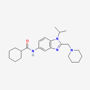 molecular formula C23H34N4O B11359595 N-[2-(piperidin-1-ylmethyl)-1-(propan-2-yl)-1H-benzimidazol-5-yl]cyclohexanecarboxamide 