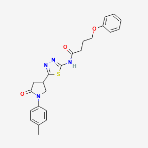 molecular formula C23H24N4O3S B11359672 N-{5-[1-(4-methylphenyl)-5-oxopyrrolidin-3-yl]-1,3,4-thiadiazol-2-yl}-4-phenoxybutanamide 