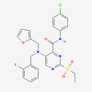 molecular formula C25H22ClFN4O4S B11359701 N-(4-chlorophenyl)-2-(ethylsulfonyl)-5-[(2-fluorobenzyl)(furan-2-ylmethyl)amino]pyrimidine-4-carboxamide 