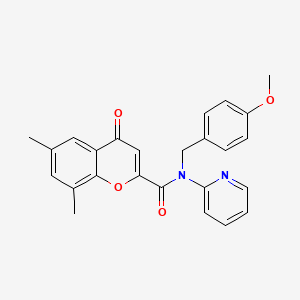 molecular formula C25H22N2O4 B11359712 N-(4-methoxybenzyl)-6,8-dimethyl-4-oxo-N-(pyridin-2-yl)-4H-chromene-2-carboxamide 