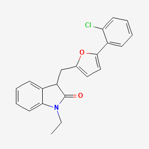 molecular formula C21H18ClNO2 B11359777 3-{[5-(2-chlorophenyl)furan-2-yl]methyl}-1-ethyl-1,3-dihydro-2H-indol-2-one 