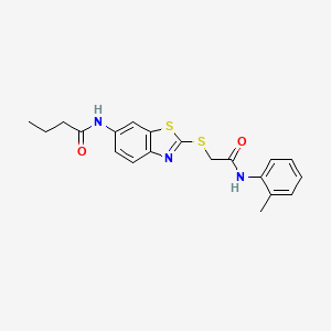 molecular formula C20H21N3O2S2 B11359790 N-[2-({2-[(2-methylphenyl)amino]-2-oxoethyl}sulfanyl)-1,3-benzothiazol-6-yl]butanamide 