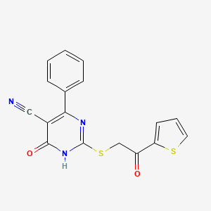 6-Oxo-2-{[2-oxo-2-(thiophen-2-YL)ethyl]sulfanyl}-4-phenyl-1,6-dihydropyrimidine-5-carbonitrile