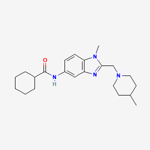 molecular formula C22H32N4O B11359908 N-{1-methyl-2-[(4-methylpiperidin-1-yl)methyl]-1H-benzimidazol-5-yl}cyclohexanecarboxamide 