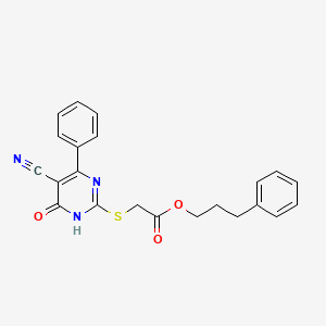 3-Phenylpropyl 2-[(5-cyano-6-oxo-4-phenyl-1,6-dihydropyrimidin-2-YL)sulfanyl]acetate