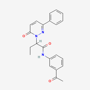 molecular formula C22H21N3O3 B11359944 N-(3-acetylphenyl)-2-(6-oxo-3-phenylpyridazin-1(6H)-yl)butanamide 