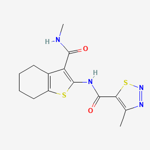 molecular formula C14H16N4O2S2 B11360048 4-methyl-N-[3-(methylcarbamoyl)-4,5,6,7-tetrahydro-1-benzothiophen-2-yl]-1,2,3-thiadiazole-5-carboxamide 