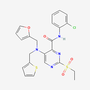 molecular formula C23H21ClN4O4S2 B11360074 N-(2-chlorophenyl)-2-(ethylsulfonyl)-5-[(furan-2-ylmethyl)(thiophen-2-ylmethyl)amino]pyrimidine-4-carboxamide 