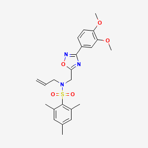 molecular formula C23H27N3O5S B11360115 N-{[3-(3,4-dimethoxyphenyl)-1,2,4-oxadiazol-5-yl]methyl}-2,4,6-trimethyl-N-(prop-2-en-1-yl)benzenesulfonamide 