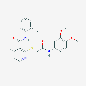 2-({2-[(3,4-dimethoxyphenyl)amino]-2-oxoethyl}sulfanyl)-4,6-dimethyl-N-(2-methylphenyl)pyridine-3-carboxamide