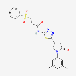 N-{5-[1-(3,5-dimethylphenyl)-5-oxopyrrolidin-3-yl]-1,3,4-thiadiazol-2-yl}-3-(phenylsulfonyl)propanamide