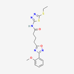 molecular formula C17H19N5O3S2 B11360212 N-[5-(ethylsulfanyl)-1,3,4-thiadiazol-2-yl]-4-[3-(2-methoxyphenyl)-1,2,4-oxadiazol-5-yl]butanamide 