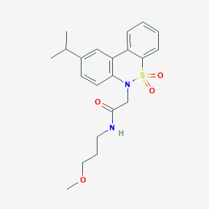 molecular formula C21H26N2O4S B11360293 2-(9-isopropyl-5,5-dioxido-6H-dibenzo[c,e][1,2]thiazin-6-yl)-N-(3-methoxypropyl)acetamide 