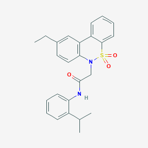 molecular formula C25H26N2O3S B11360297 2-(9-ethyl-5,5-dioxido-6H-dibenzo[c,e][1,2]thiazin-6-yl)-N-(2-isopropylphenyl)acetamide 