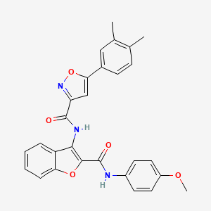 molecular formula C28H23N3O5 B11360334 5-(3,4-dimethylphenyl)-N-{2-[(4-methoxyphenyl)carbamoyl]-1-benzofuran-3-yl}-1,2-oxazole-3-carboxamide 