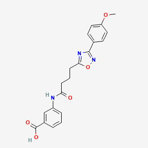 molecular formula C20H19N3O5 B11360362 3-{4-[3-(4-Methoxyphenyl)-1,2,4-oxadiazol-5-YL]butanamido}benzoic acid 