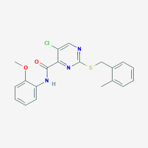 molecular formula C20H18ClN3O2S B11360368 5-chloro-N-(2-methoxyphenyl)-2-[(2-methylbenzyl)sulfanyl]pyrimidine-4-carboxamide 