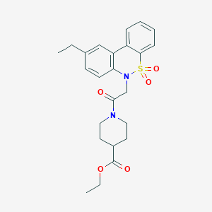 Ethyl 1-[(9-ethyl-5,5-dioxido-6H-dibenzo[C,E][1,2]thiazin-6-YL)acetyl]-4-piperidinecarboxylate