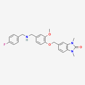 molecular formula C25H26FN3O3 B11360377 5-[(4-{[(4-fluorobenzyl)amino]methyl}-2-methoxyphenoxy)methyl]-1,3-dimethyl-1,3-dihydro-2H-benzimidazol-2-one 