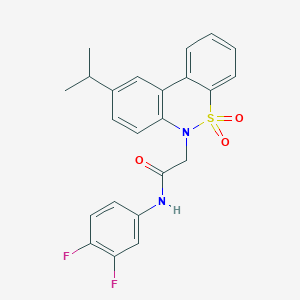 molecular formula C23H20F2N2O3S B11360417 N-(3,4-difluorophenyl)-2-(9-isopropyl-5,5-dioxido-6H-dibenzo[c,e][1,2]thiazin-6-yl)acetamide 